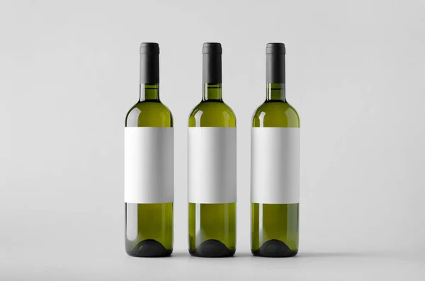 Vinflaska Mock Tre Flaskor Tom Etikett — Stockfoto