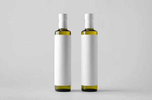 Zeytin / ayçiçeği / susam yağı şişe Mock-Up-iki şişe. Boş etiket