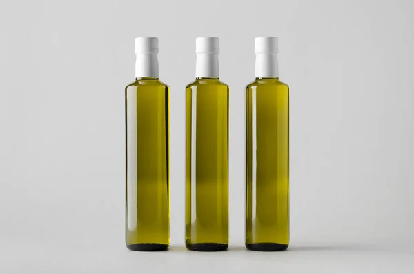 Oliv Solros Sesam Olja Flaska Mock Tre Flaskor — Stockfoto
