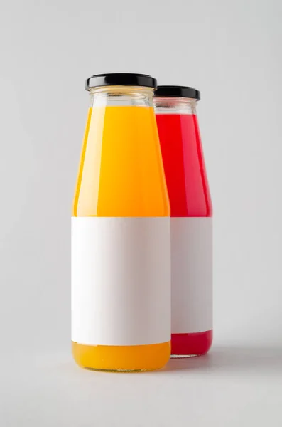 Juice Bottle Mock Two Bottles Blank Label — Stock Photo, Image