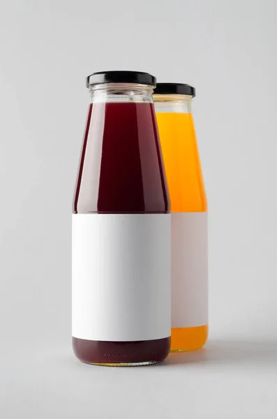 Juice Bottle Mock Two Bottles Blank Label — Stock Photo, Image