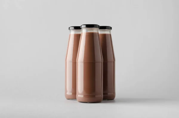 チョコレート ミルク ボトル モックアップ — ストック写真