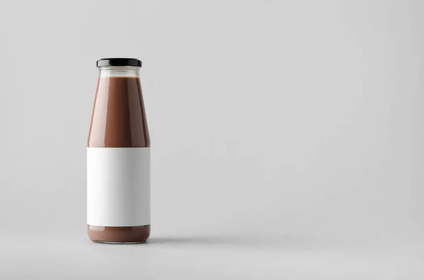 Choklad Mjölk Flaska Mock Tom Etikett — Stockfoto
