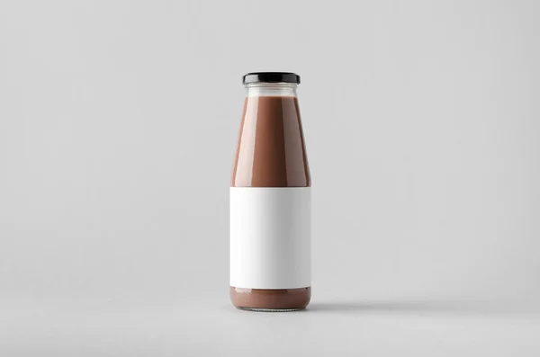 Choklad Mjölk Flaska Mock Tom Etikett — Stockfoto