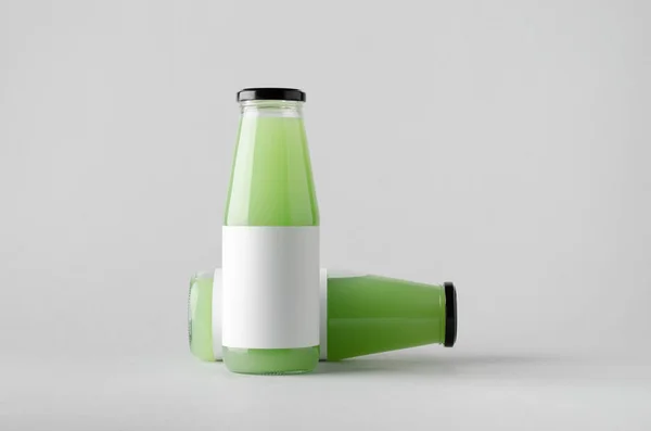 Saft Flaska Mock Två Flaskor Tom Etikett — Stockfoto