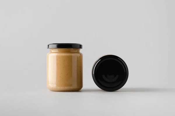 Peanut Almond Nut Butter Jar Mock Two Jars — Stock Photo, Image