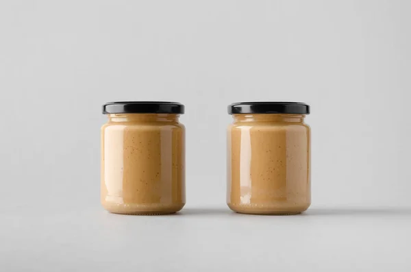 Peanut Almond Nut Butter Jar Mock Two Jars — Stock Photo, Image