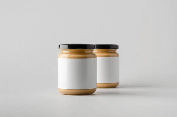 Peanut / Almond / Nut Butter Jar Mock-Up - Two Jars. Blank Label