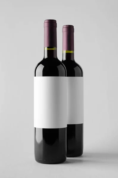 Wijnfles Mock Twee Flessen Blank Label — Stockfoto