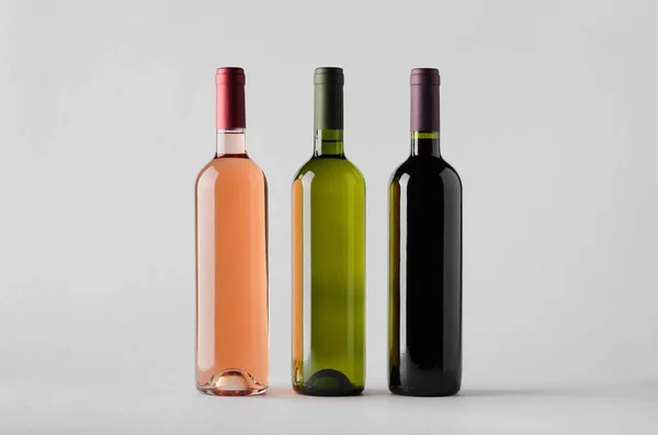 Vinflaska Mock Tre Flaskor — Stockfoto
