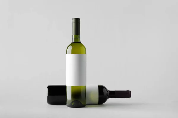 Wijnfles Mock Twee Flessen Blank Label — Stockfoto