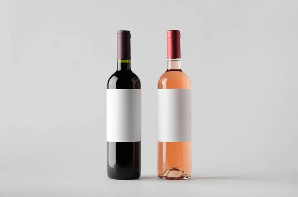 Wine Bottle Mock-Up - Two Bottles. Blank Label