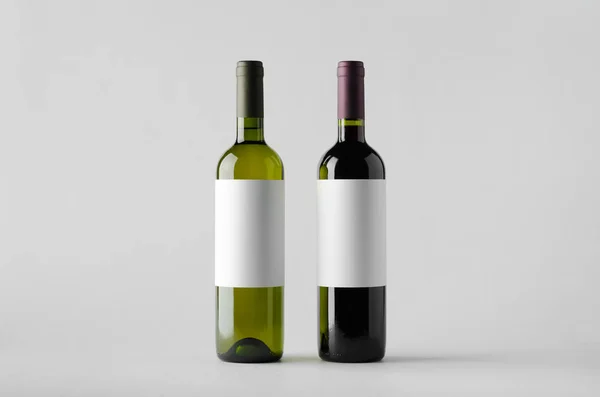 Vinflaska Mock Två Flaskor Tom Etikett — Stockfoto
