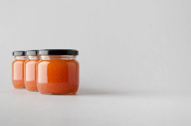 Ayva reçeli kavanoz Mock-Up-üç kavanoz