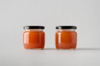 Ayva reçeli kavanoz Mock-Up-iki kavanoz
