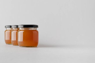 Kayısı reçel kavanoz Mock-Up-üç kavanoz