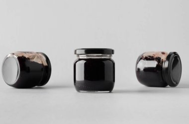 Blackberry reçel kavanoz Mock-Up-üç kavanoz