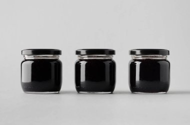 Blackberry reçel kavanoz Mock-Up-üç kavanoz