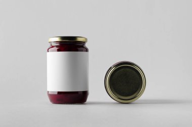 Pancar turşusu kavanoz Mock-Up-iki kavanoz. Boş etiket.