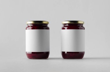 Pancar turşusu kavanoz Mock-Up-iki kavanoz. Boş etiket.