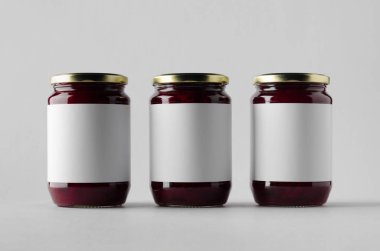 Pancar turşusu kavanoz Mock-Up-üç kavanoz. Boş etiket.