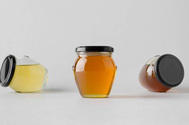 Bal kavanozu Mock-Up-üç kavanoz