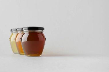 Bal kavanozu Mock-Up-üç kavanoz