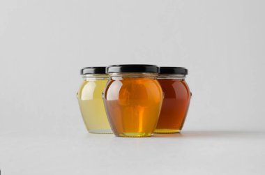 Bal kavanozu Mock-Up-üç kavanoz