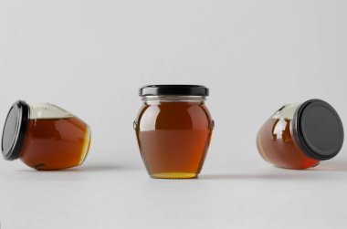 Bal kavanozu Mock-Up-üç kavanoz