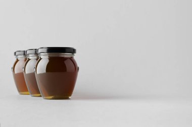 Bal kavanozu Mock-Up-üç kavanoz