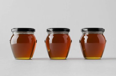 Bal kavanozu Mock-Up-üç kavanoz