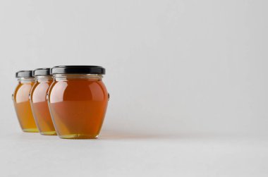 Bal kavanozu Mock-Up-üç kavanoz