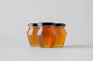 Bal kavanozu Mock-Up-üç kavanoz