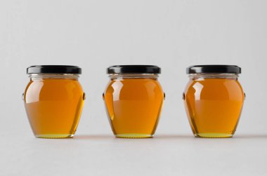 Bal kavanozu Mock-Up-üç kavanoz