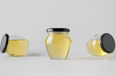 Bal kavanozu Mock-Up-üç kavanoz