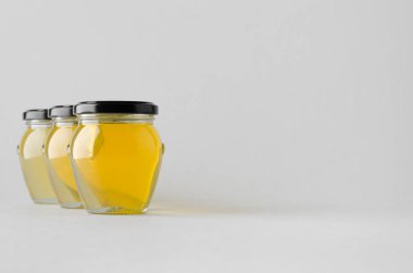 Bal kavanozu Mock-Up-üç kavanoz