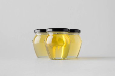 Bal kavanozu Mock-Up-üç kavanoz