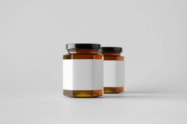 Kavanoz Mock-Up-iki kavanoz tatlım. Boş etiket