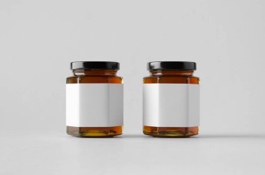 Kavanoz Mock-Up-iki kavanoz tatlım. Boş etiket