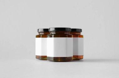 Kavanoz Mock-Up-üç kavanoz tatlım. Boş etiket