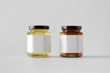 Kavanoz Mock-Up-iki kavanoz tatlım. Boş etiket