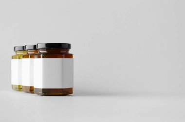 Kavanoz Mock-Up-üç kavanoz tatlım. Boş etiket