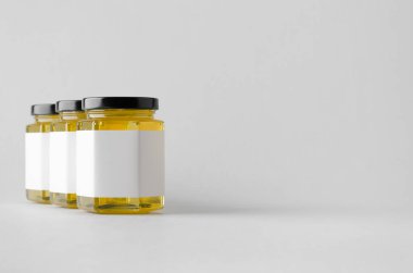 Kavanoz Mock-Up-üç kavanoz tatlım. Boş etiket