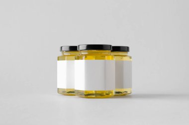 Kavanoz Mock-Up-üç kavanoz tatlım. Boş etiket