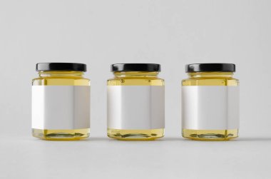 Kavanoz Mock-Up-üç kavanoz tatlım. Boş etiket