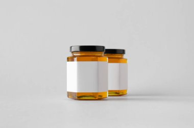 Kavanoz Mock-Up-iki kavanoz tatlım. Boş etiket