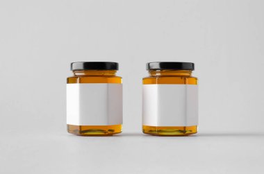 Kavanoz Mock-Up-iki kavanoz tatlım. Boş etiket