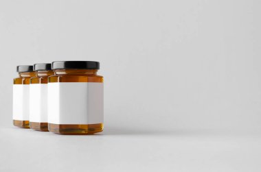 Kavanoz Mock-Up-üç kavanoz tatlım. Boş etiket