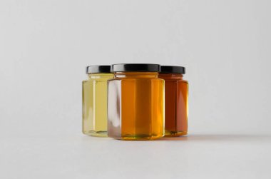 Bal kavanozu Mock-Up-üç kavanoz