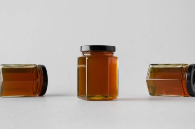 Bal kavanozu Mock-Up-üç kavanoz